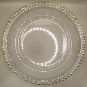 Plastic clear base plate with gold beaded edge