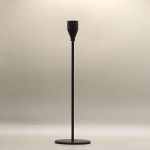 Medium black metal candle stick holder - 28cm