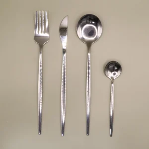 Modern silver stainless steel cutlery set
