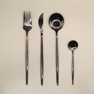 Modern black stainless steel cutlery set