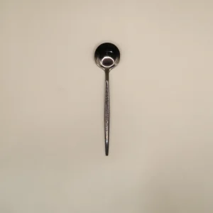 Modern black stainless steel dessert spoon