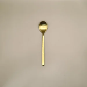 Modern matt gold stainless steel dessert spoon