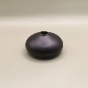 Small black ceramic flower vase - 4.5cm