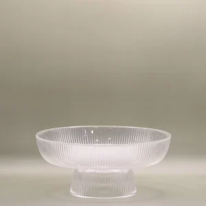Wide clear glass flower vase - 13cm