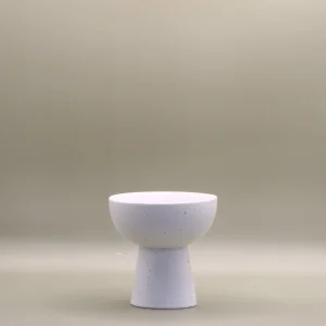 Small white shallow ceramic flower vase - 9.5cm